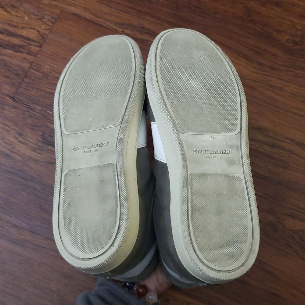 Saint Laurent Gray Suede Hightop Sneakers Size 37 Edgy Streetwear Chic Feminine - Picture 7 of 8